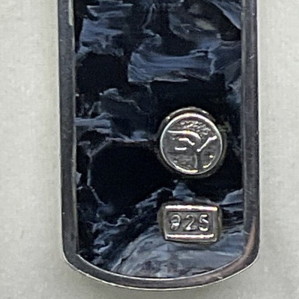 Retired David Yurman Men Sterling Silver 30mm Pietersite Dog Tag  ** See Note **